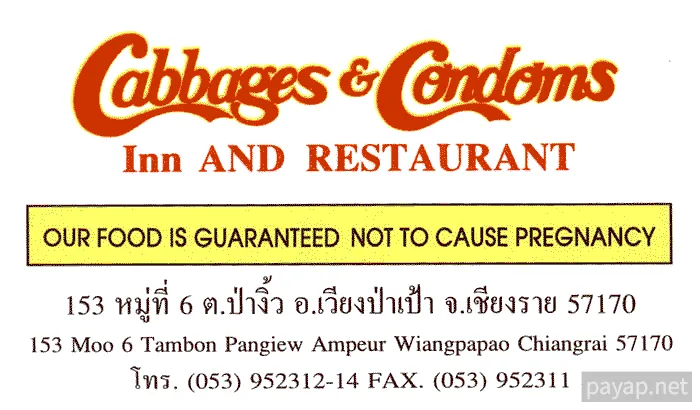 Cabbages & Condoms Inn and Restaurant