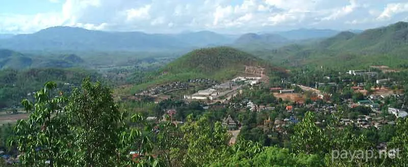 メホーソン(MeHoSon)丘から見たメーホンソン盆地の全景(北西側),1987年10月撮影 メホーソン(MeHoSon)