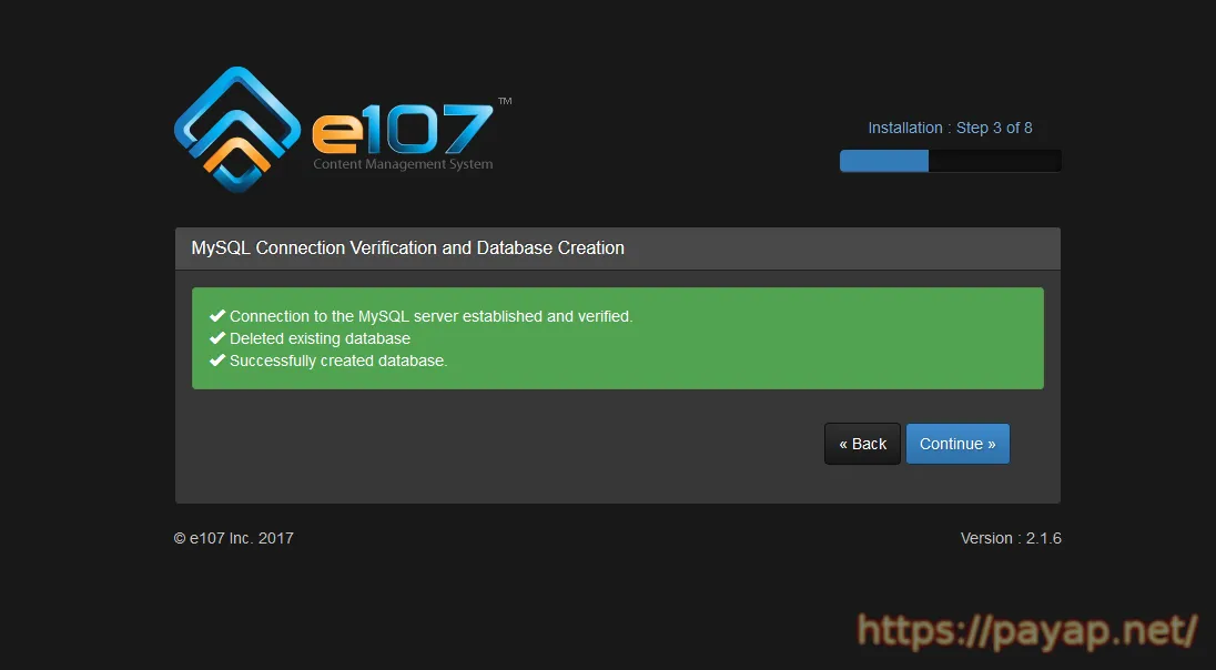 e107  Ver2.1.6 インストール
