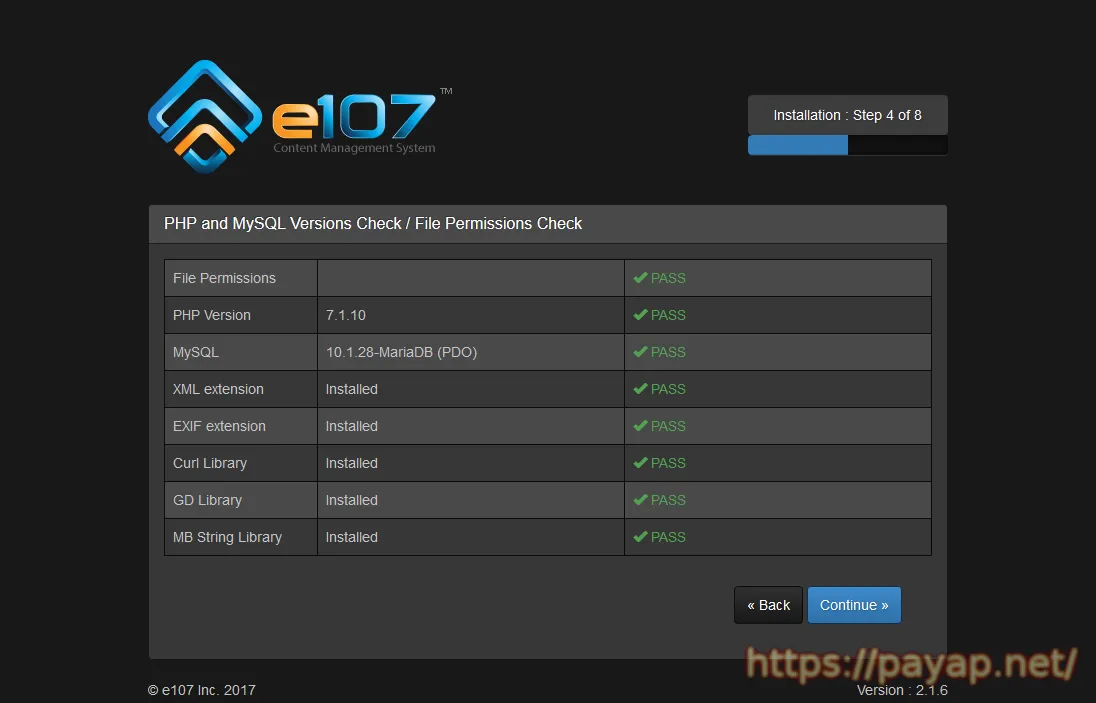 e107  Ver2.1.6 インストール